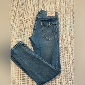 True Religion Geno Relaxed Slim SN Flap Fog Wash Blue Jeans Men’s 33x32